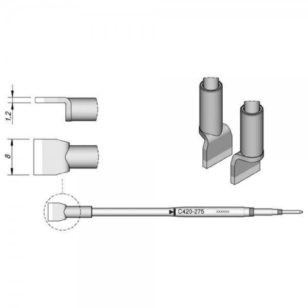 JBC Lötspitze Serie C420, C420275/8,0 mm, für Dual-In-Line-IC
