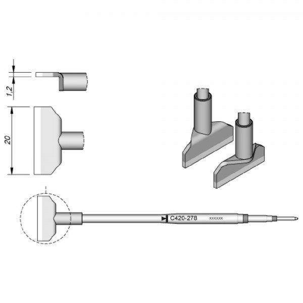 Lötspitze klingenförmig, 20 x 1,2 mm, C420278