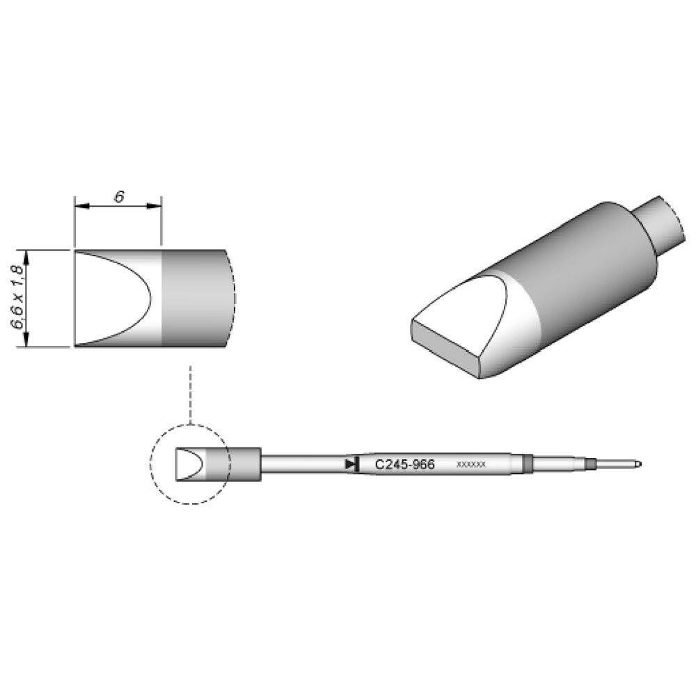 JBC Lötspitze Serie C245 Meißelform, C245967HT/6,6 x 1,8 mm, gerade