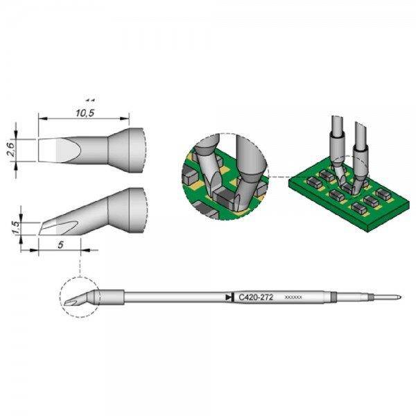 Lötspitze für Chip, abgeschrägt 2,6 mm, C420272