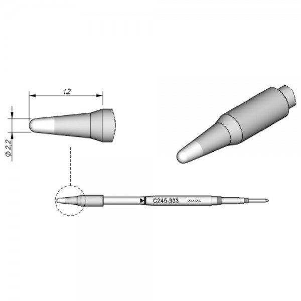 Lötspitze konisch, D: 2,2 mm, C245933