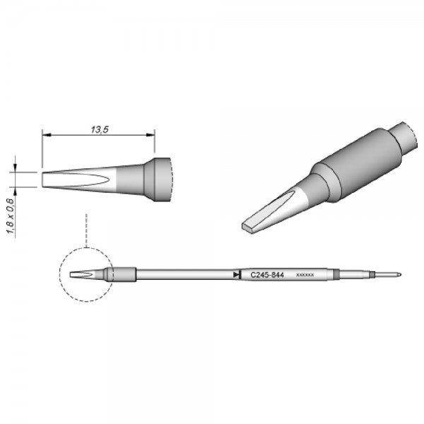 JBC Lötspitze Serie C245 Meißelform, C245844/1,8 x 0,8 mm, gerade, 20 mm länger