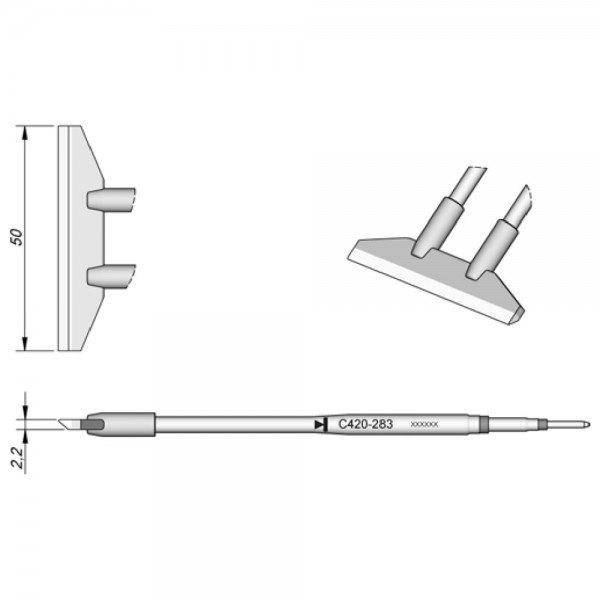 Lötspitze klingenförmig, 50 x 2,2 mm, C420283