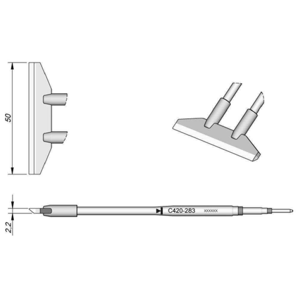 Lötspitze klingenförmig, 50 x 2,2 mm, C420283