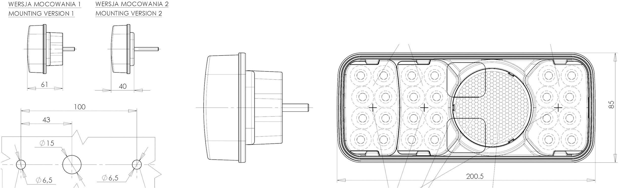 SecoRüt Anhänger-Rückleuchte Bremslicht, Blinker, Rückleuchte, Nebelschlussleuchte links 12 V, 24