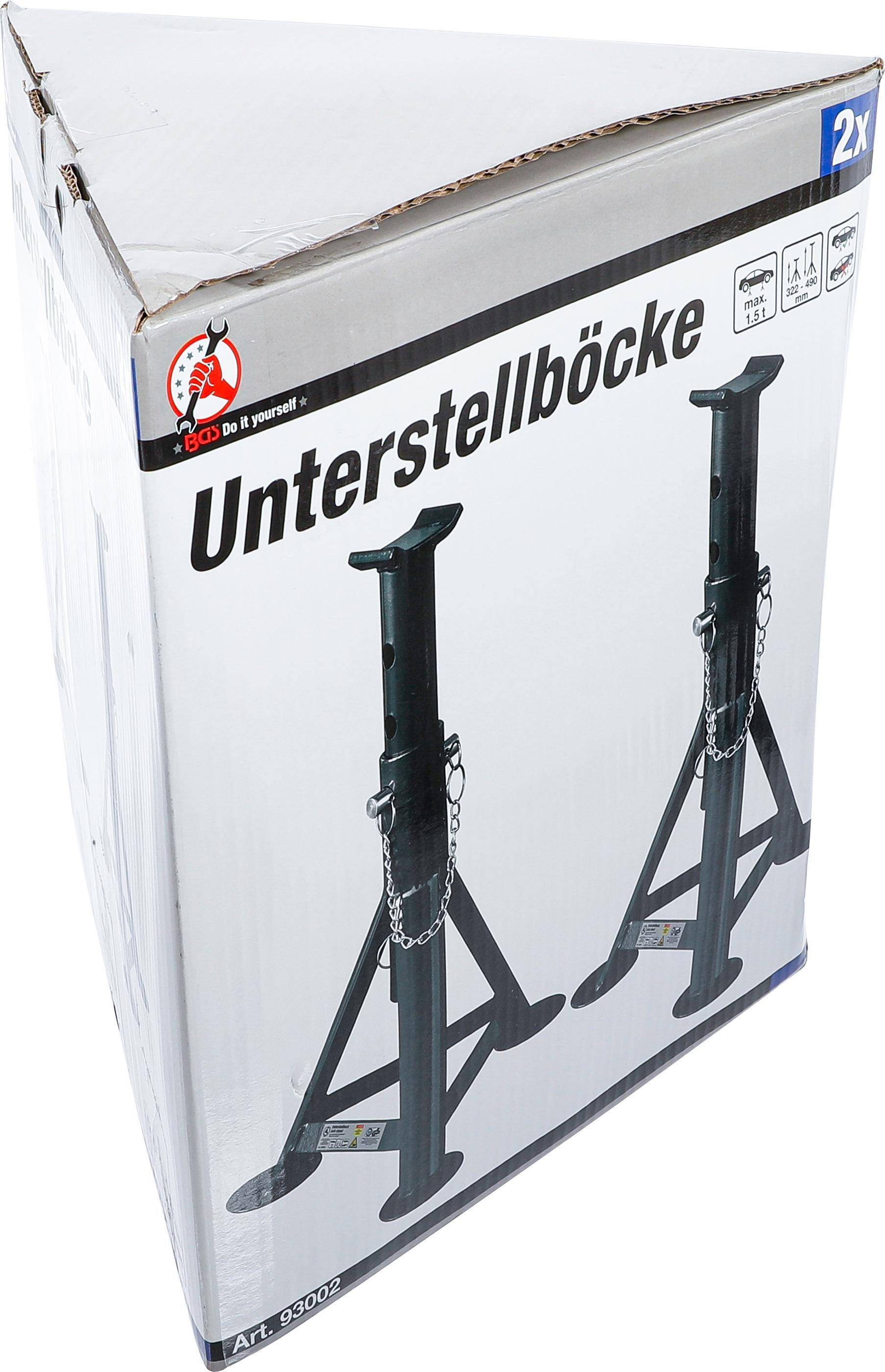 Unterstellböcke Traglast 1500 kg / Paar Hub 322 - 490 mm 1 Paar