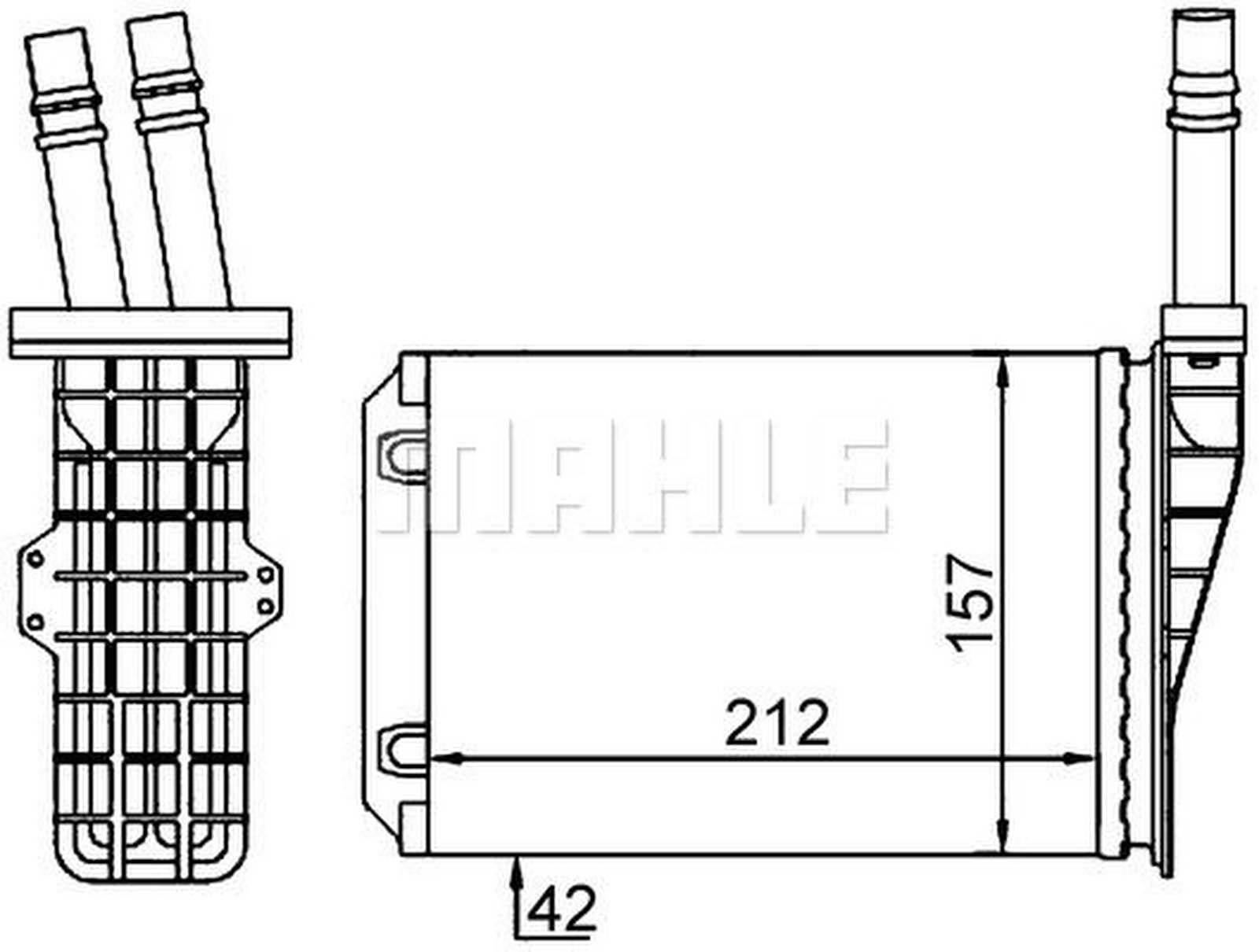 Wärmetauscher Innenraumheizung Alu 212 mm - 157 mm MAHLE für u.a. RENAULT ESPACE