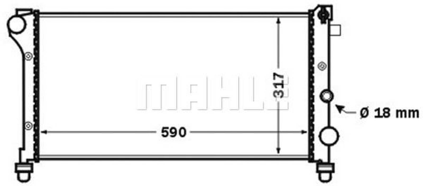 Kühler Motor Rippen mechanisch gefügt 590 mm - 317 mm MAHLE für u.a. FIAT PANDA