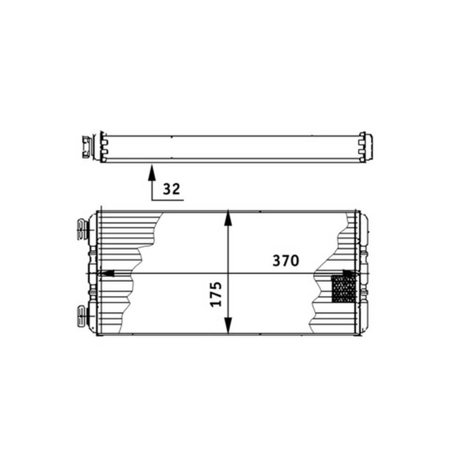 Wärmetauscher Innenraumheizung Alu 370 mm - 175 mm MAHLE für MB ACTROS