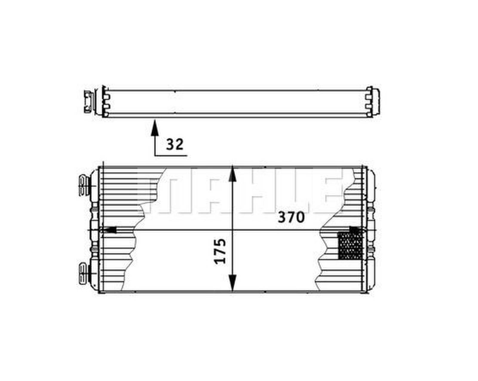 Wärmetauscher Innenraumheizung Alu 370 mm - 175 mm MAHLE für MB ACTROS