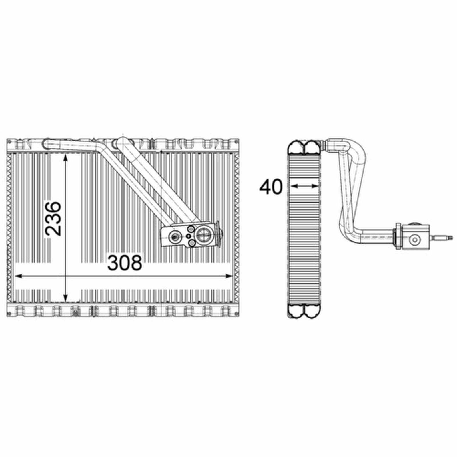 Verdampfer Klima Rohre parallel 308 mm - 200 mm MAHLE für u.a. MB VITO