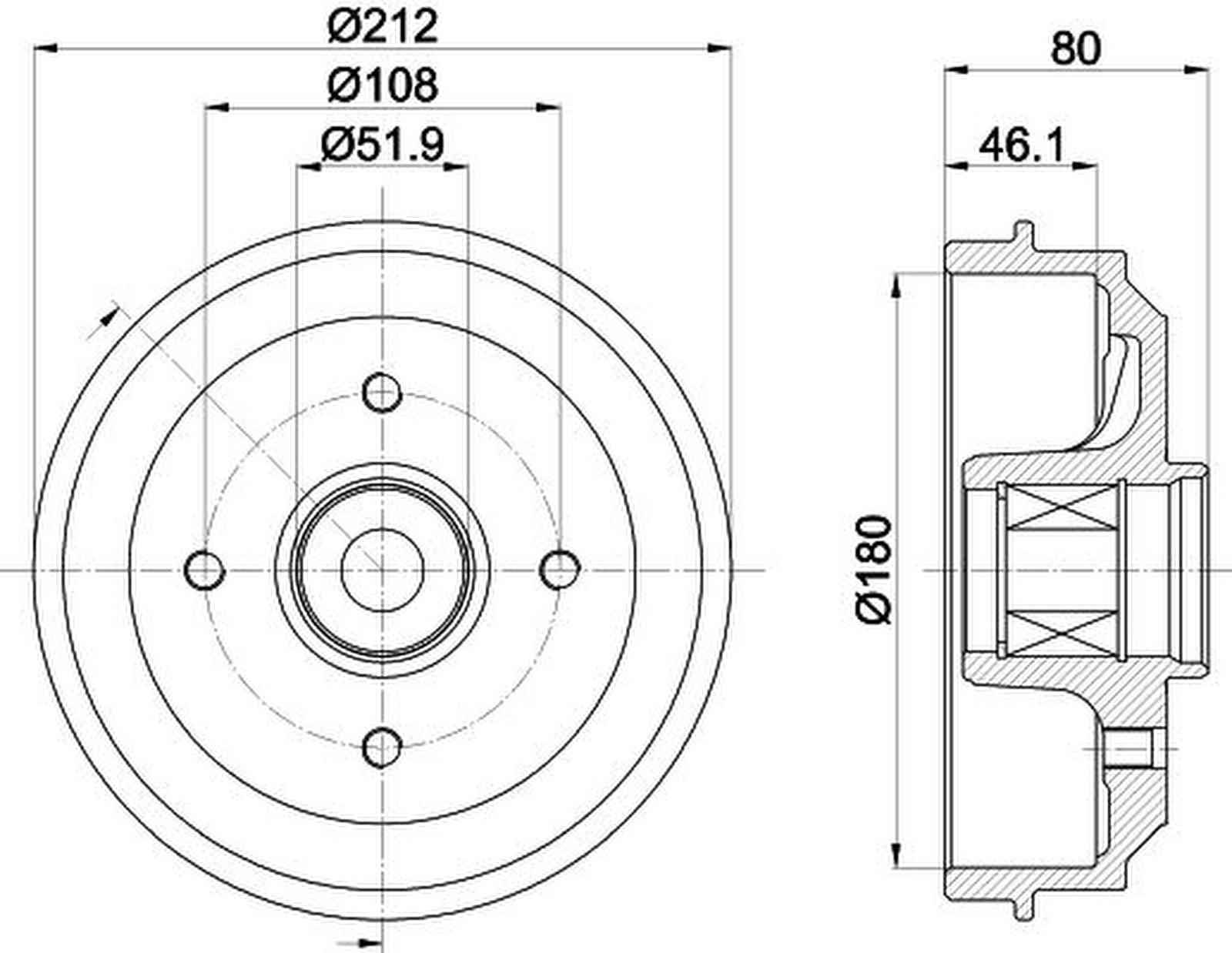 HELLA 8DT 355 302-811 Bremstrommel