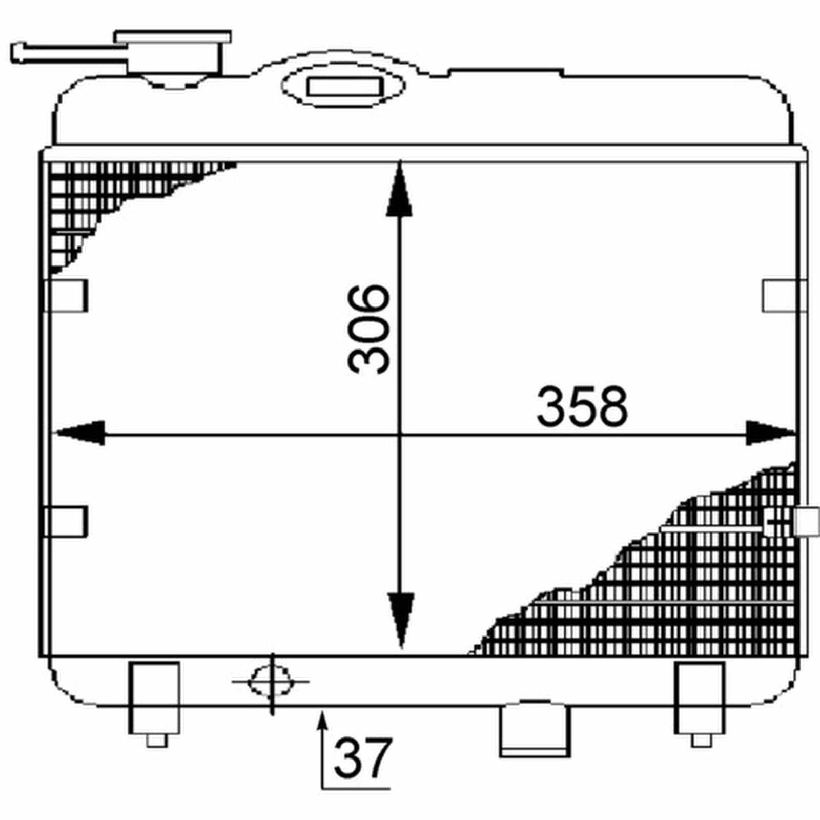 Kühler Motor Rippen mech. gefügt 306 mm - 358 mm MAHLE für u.a. SEAT MARBELLA