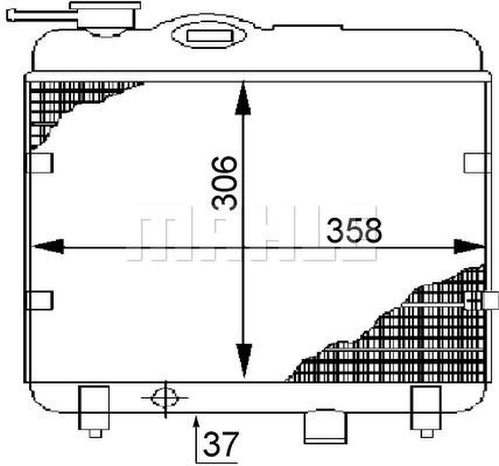 Kühler Motor Rippen mech. gefügt 306 mm - 358 mm MAHLE für u.a. SEAT MARBELLA