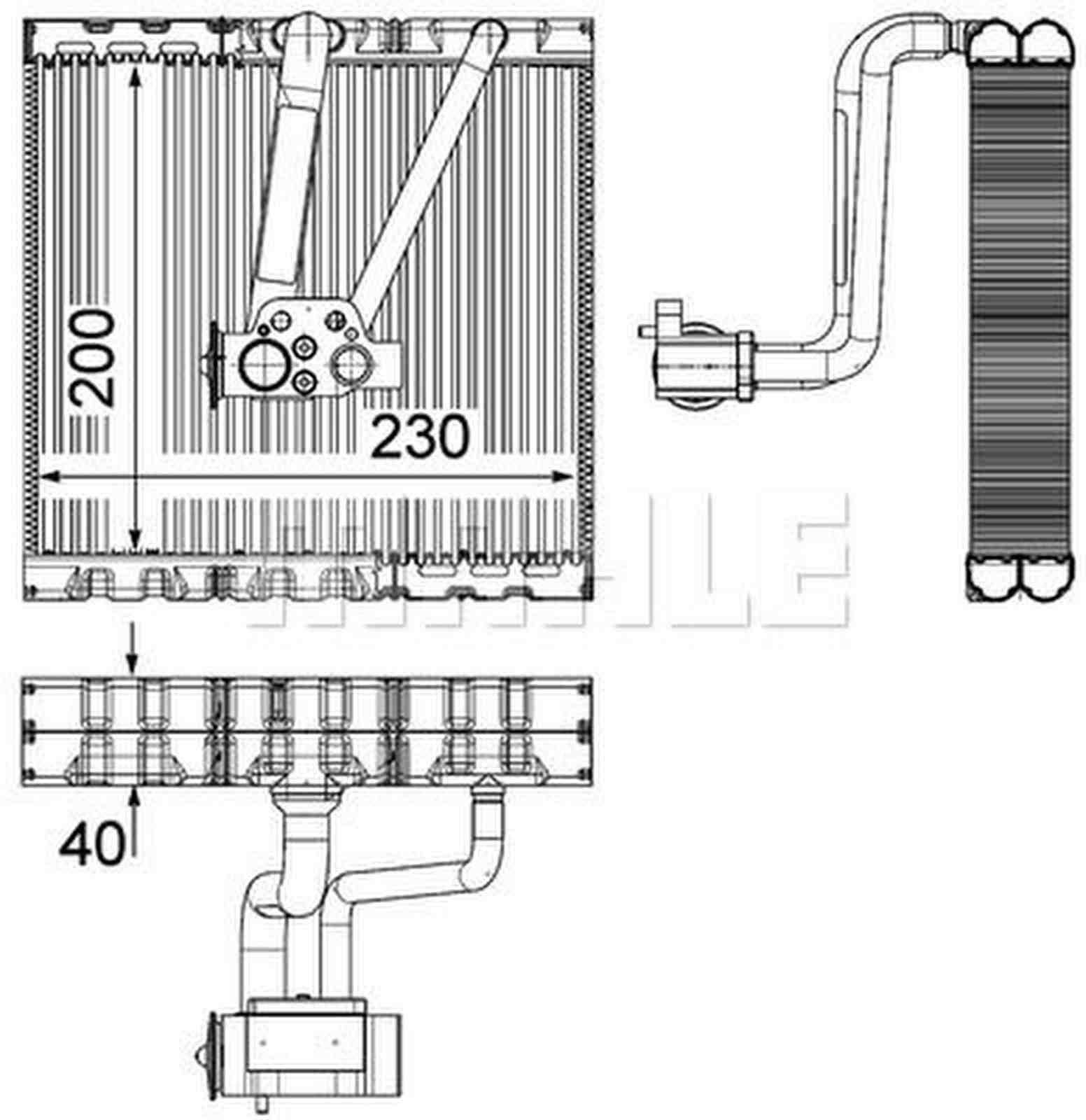 Verdampfer Klima Rohre parallel 235 mm - 231 mm MAHLE für u.a. SEAT IBIZA