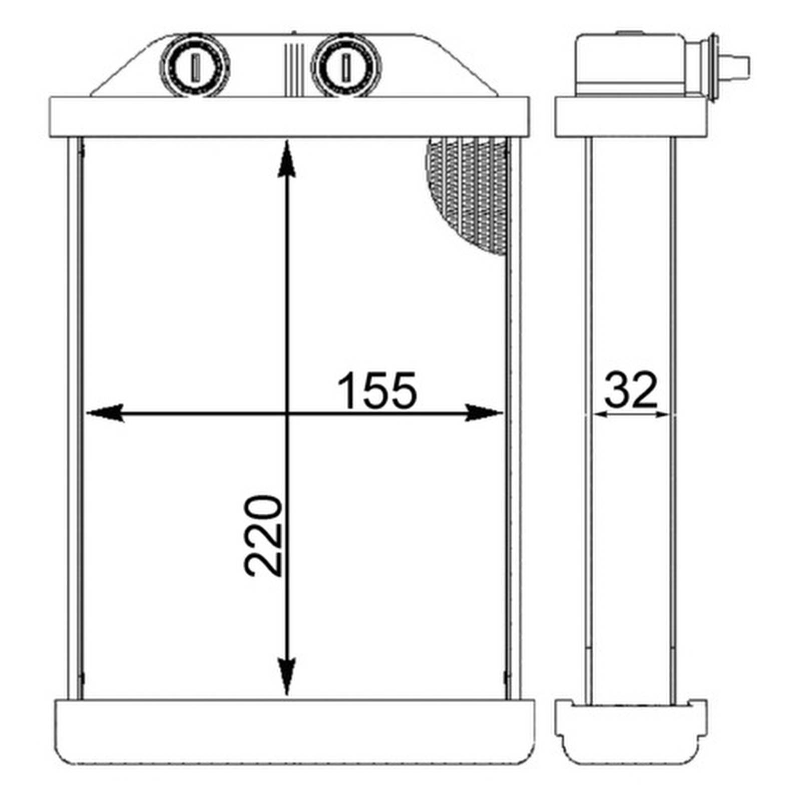 Wärmetauscher Innenraumheizung Alu 220 mm - 155 mm MAHLE für u.a. AUDI A6