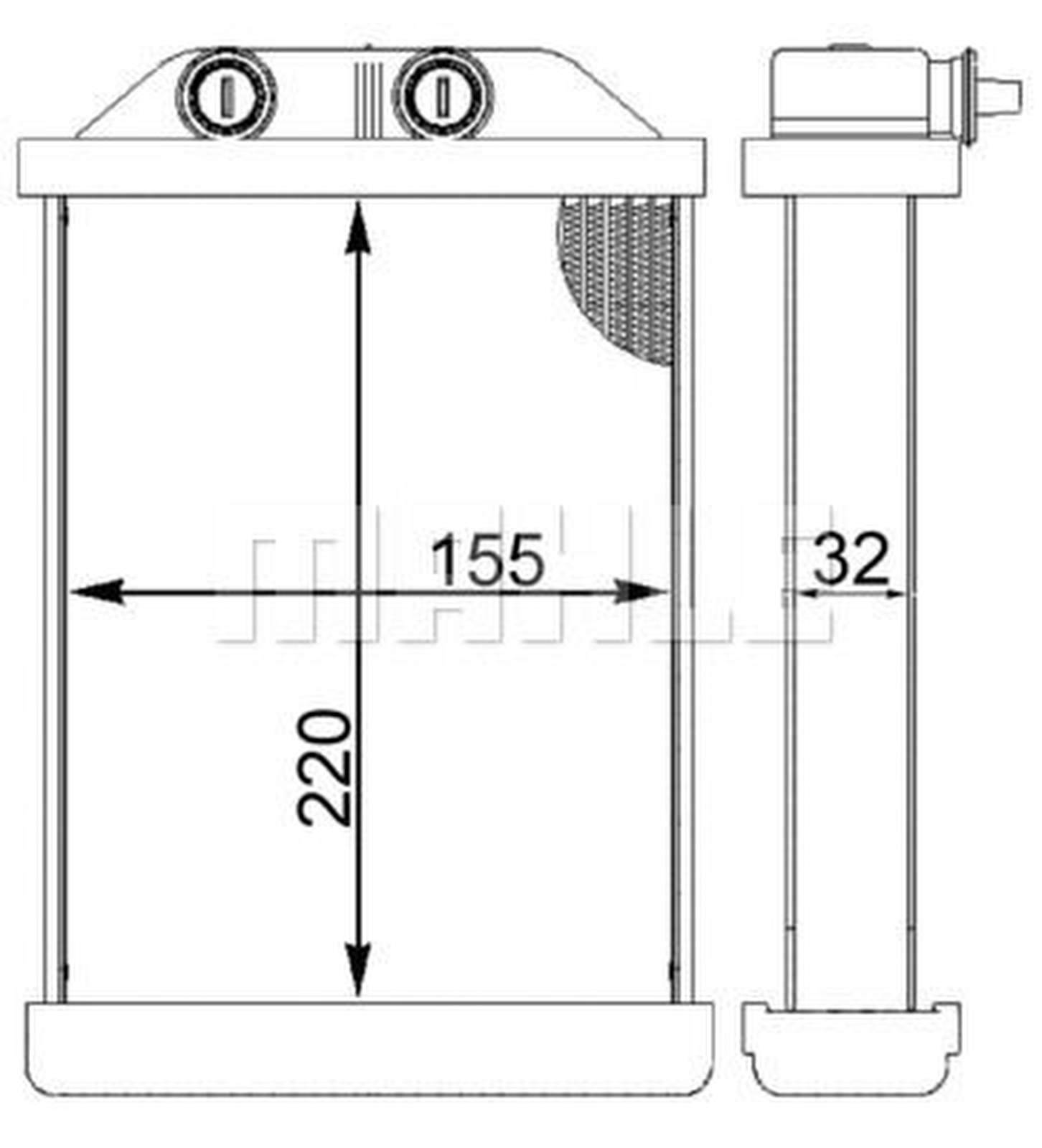 Wärmetauscher Innenraumheizung Alu 220 mm - 155 mm MAHLE für u.a. AUDI A6