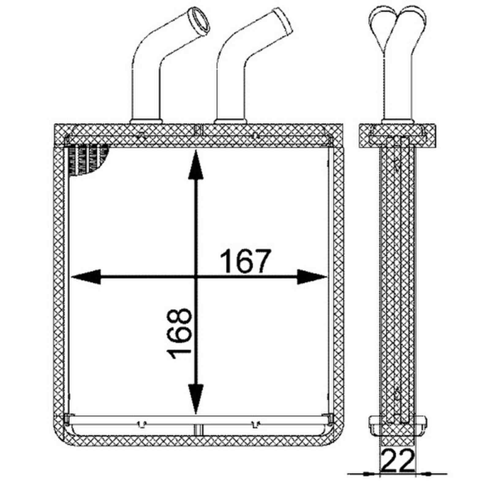 Wärmetauscher Innenraumheizung Alu 168 mm - 167 mm MAHLE für u.a. KIA RIO