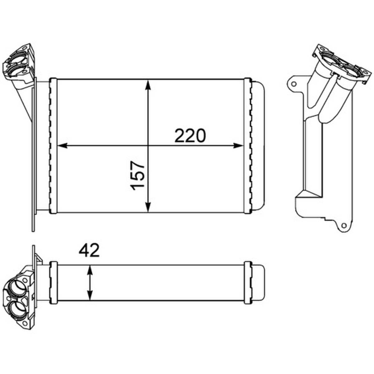 Wärmetauscher Innenraumheizung Alu 157 mm - 220 mm MAHLE für u.a. BMW 3er
