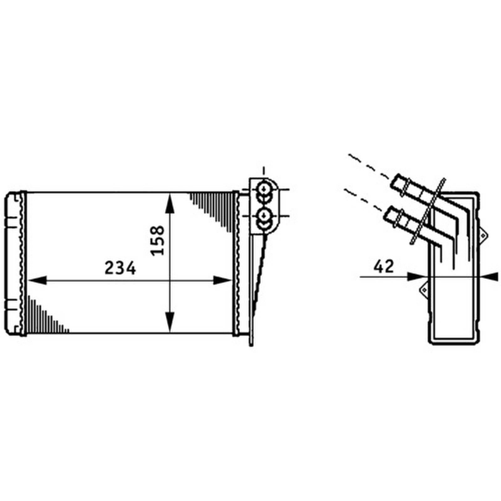 Wärmetauscher Innenraumheizung Alu 234 mm - 158 mm MAHLE für u.a. RENAULT CLIO
