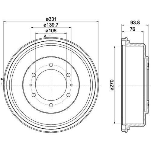 HELLA 8DT 355 302-611 Bremstrommel
