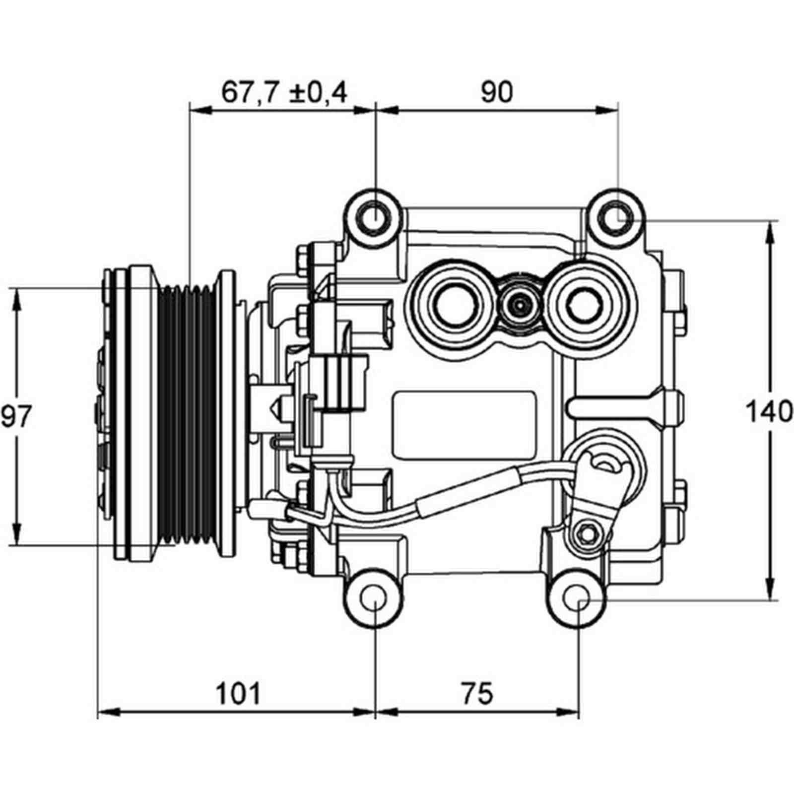 Klimakompressor 12 V Ø 97 mm MAHLE passend für JAGUAR S-TYPE