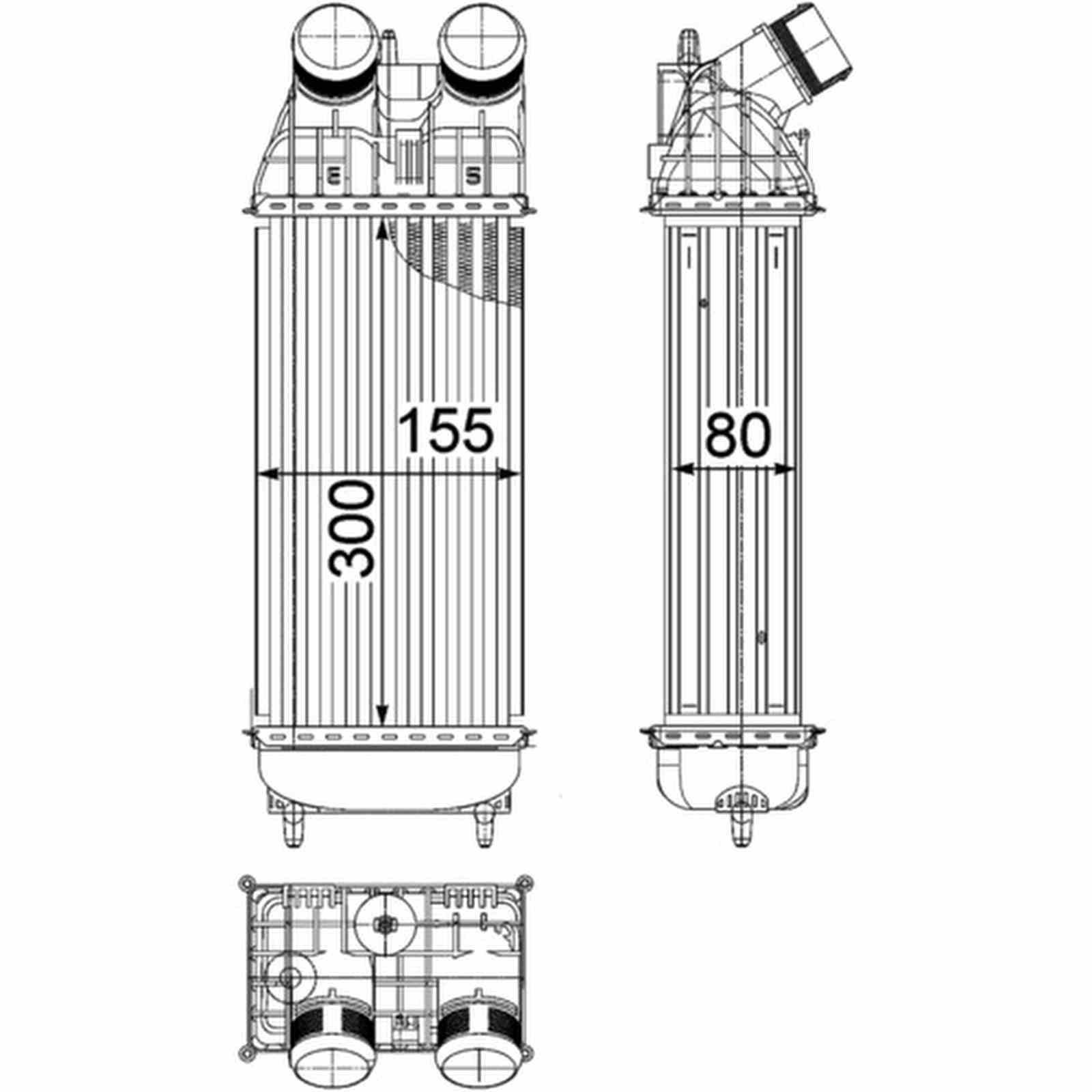 Ladeluftkühler Kühlrippen gelötet Alu 300 mm - 159 mm MAHLE für u.a. PEUGEOT 208