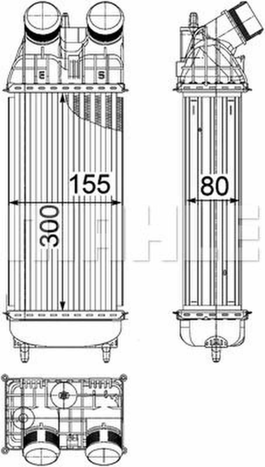 Ladeluftkühler Kühlrippen gelötet Alu 300 mm - 159 mm MAHLE für u.a. PEUGEOT 208