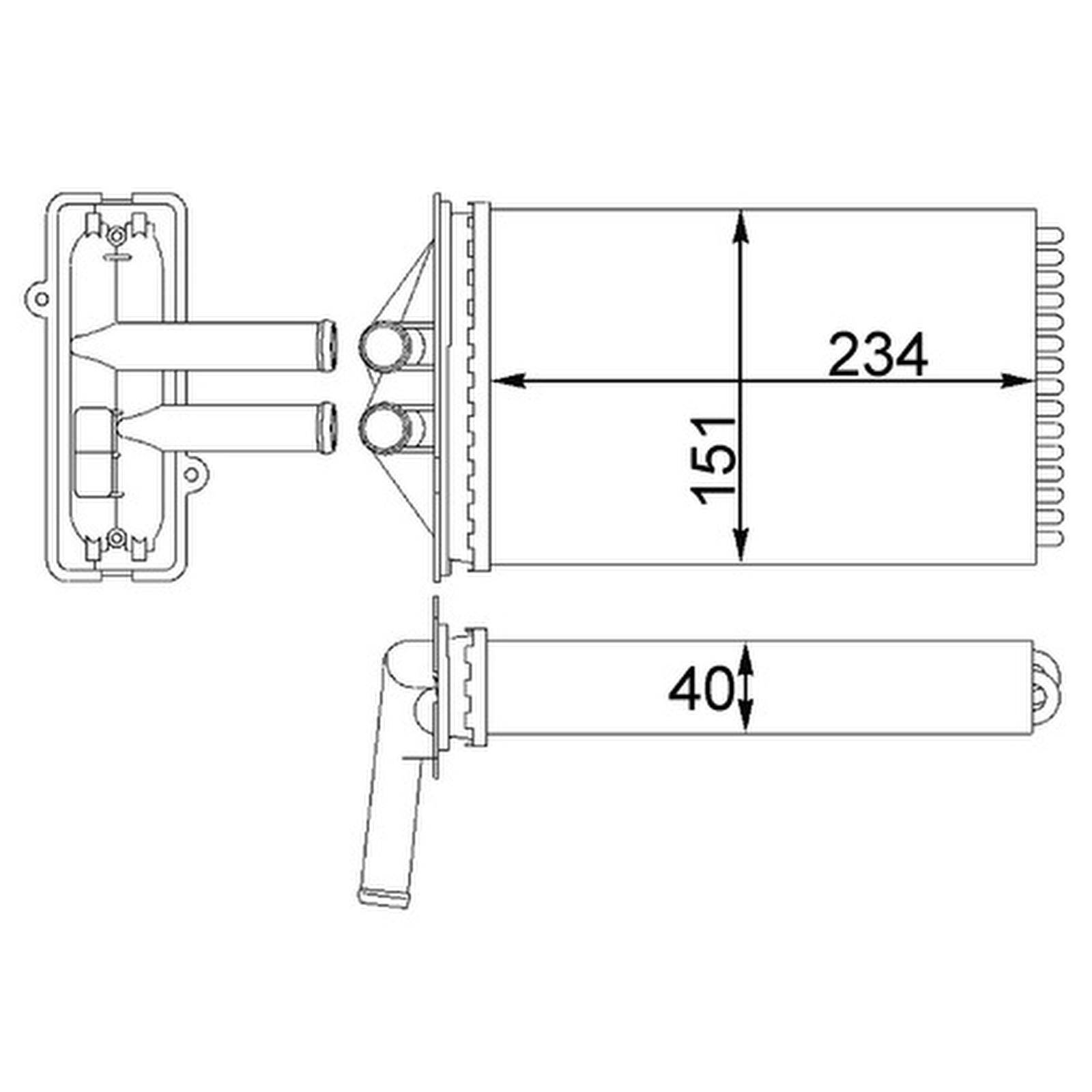 Wärmetauscher Innenraumheizung Alu 234 mm - 151 mm MAHLE für u.a. PORSCHE 911