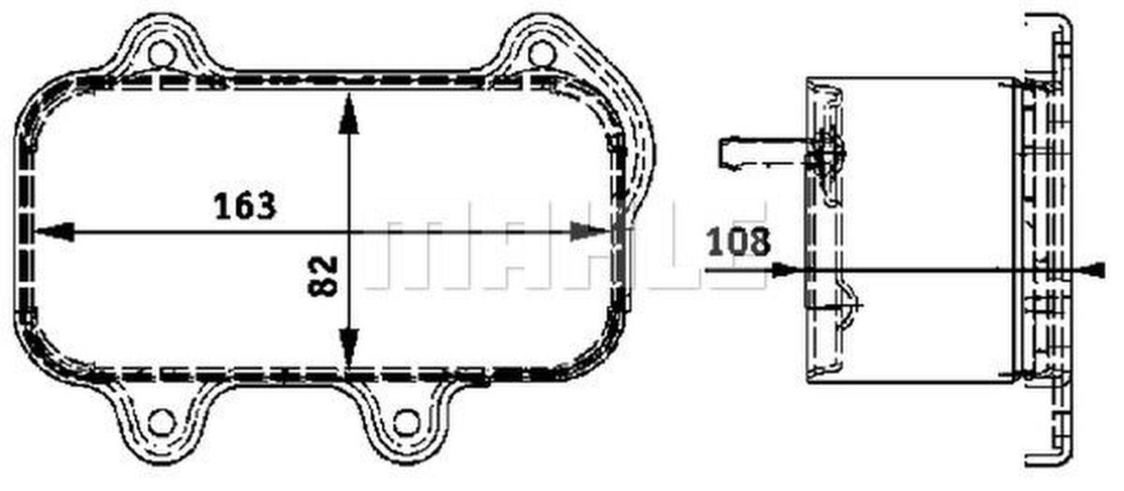 Ölkühler Kühlrippen gelötet 163 mm - 82 mm MAHLE für u.a. PORSCHE 911