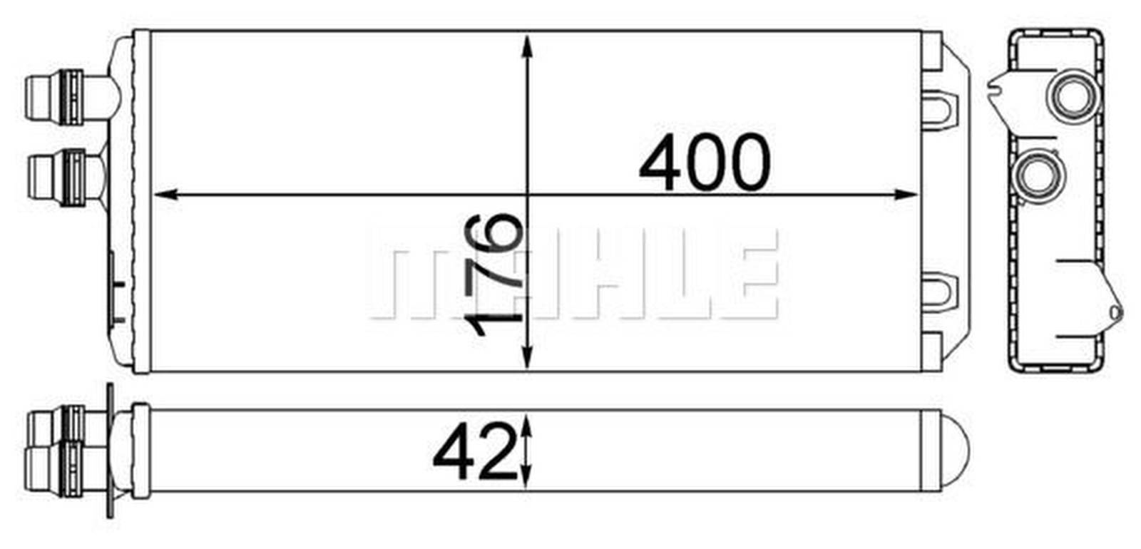 Wärmetauscher Innenraumheizung Alu 400 mm - 176 mm MAHLE für u.a. IVECO STRALIS
