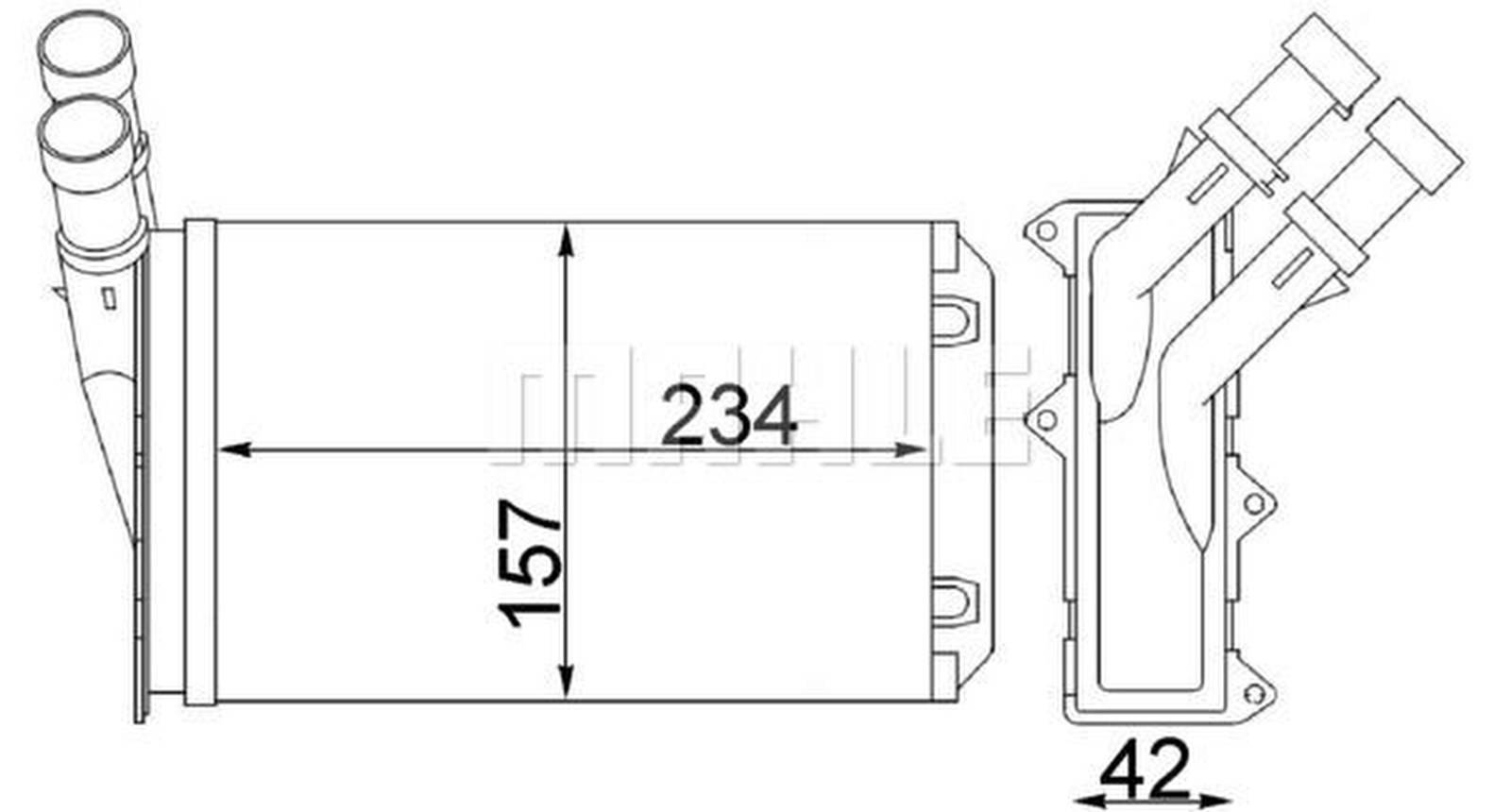 Wärmetauscher Innenraumheizung Alu 234 mm - 157 mm MAHLE für u.a. CITROËN ZX