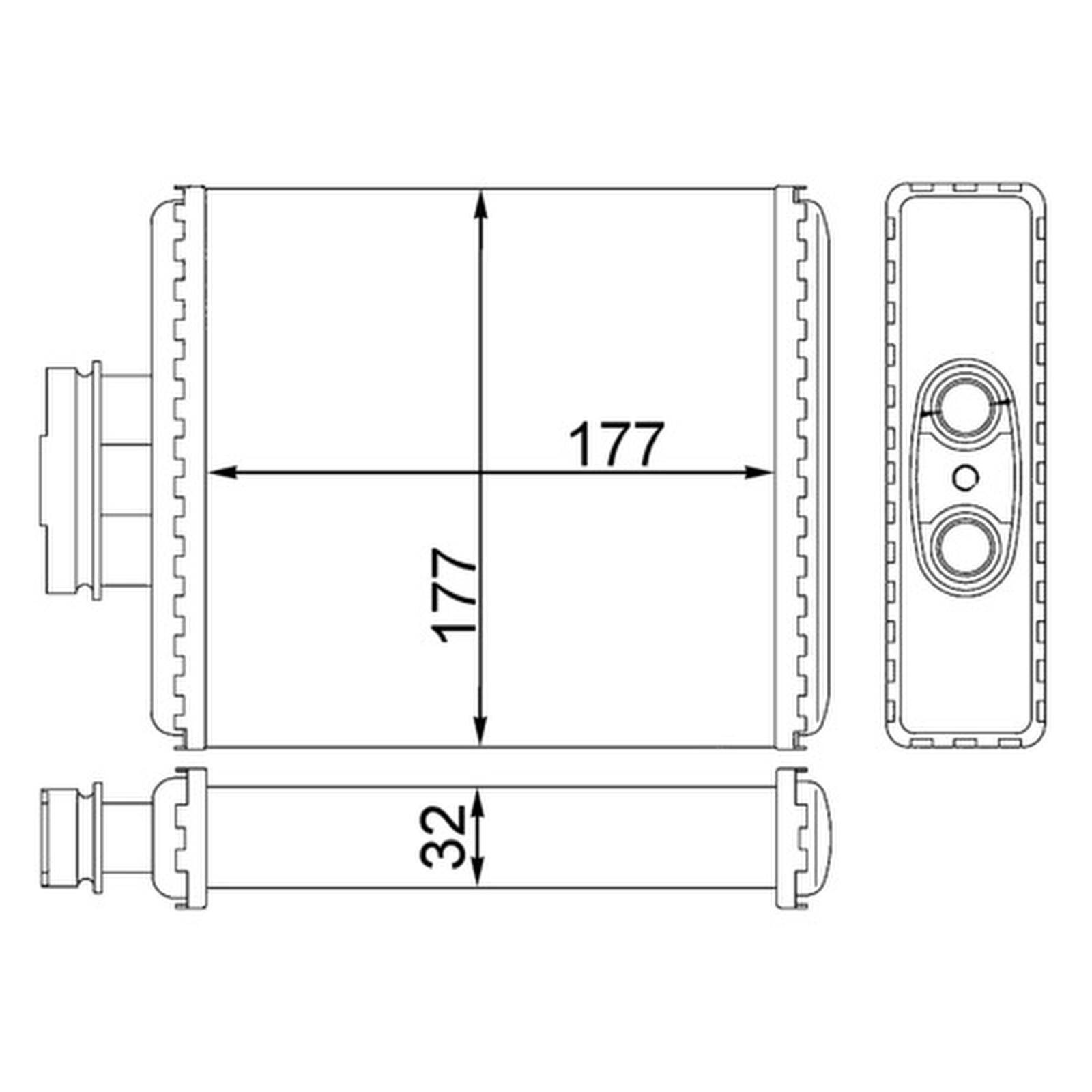Wärmetauscher Heizung Rippen gefügt Alu 177mm-177mm MAHLE für u.a. SEAT IBIZA