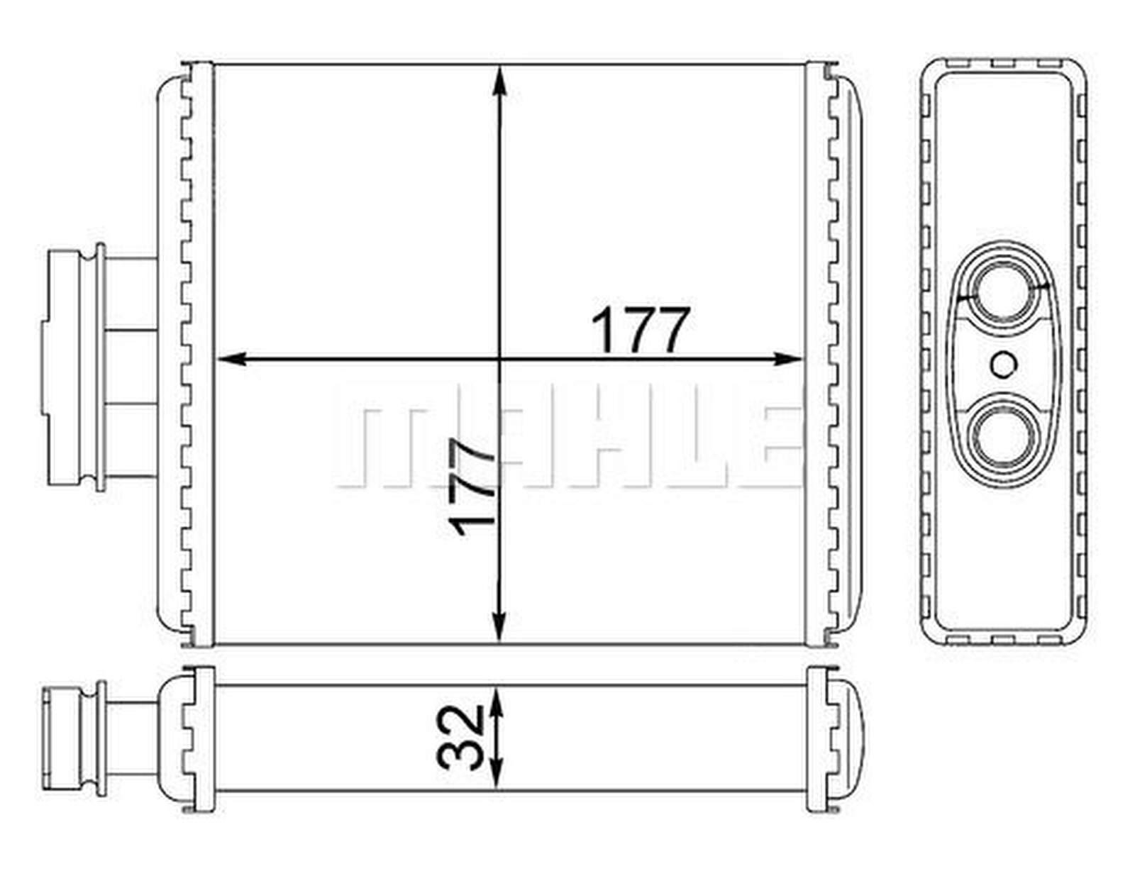 Wärmetauscher Heizung Rippen gefügt Alu 177mm-177mm MAHLE für u.a. SEAT IBIZA