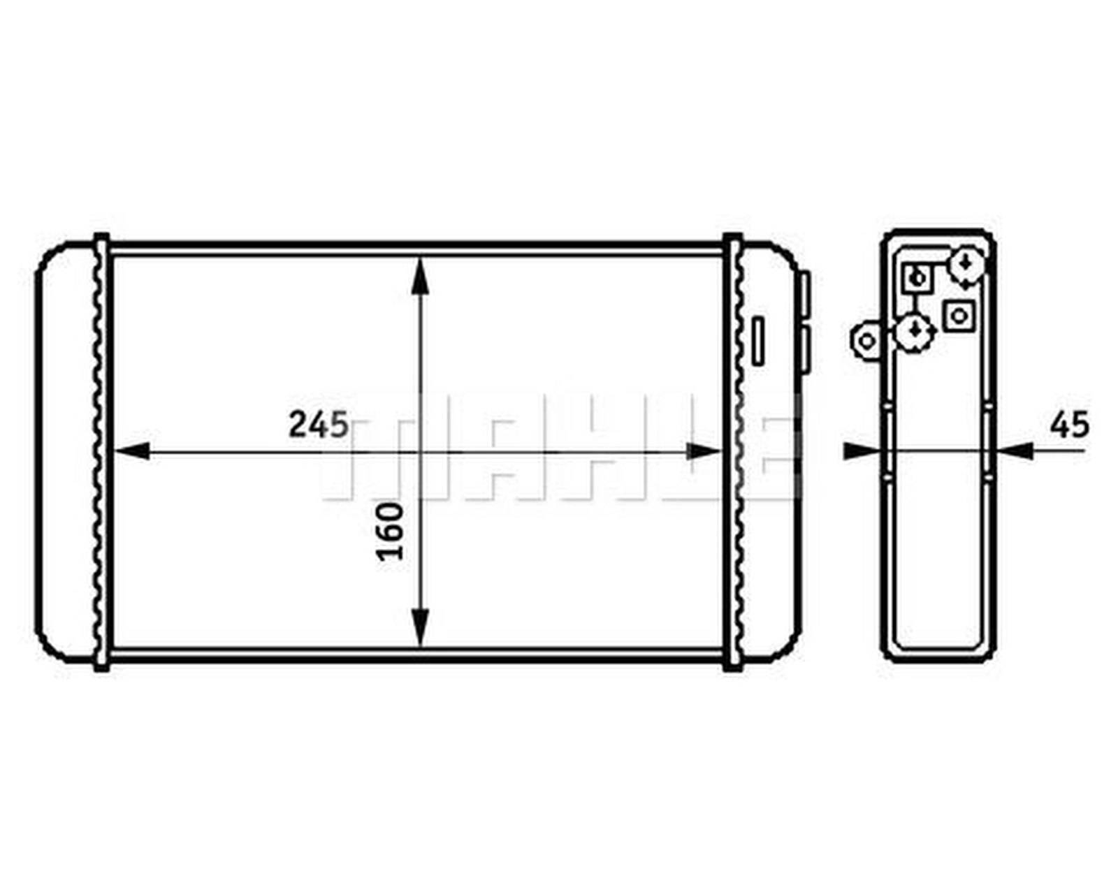 Wärmetauscher Innenraumheizung Alu 245 mm - 160 mm MAHLE für u.a. OPEL OMEGA