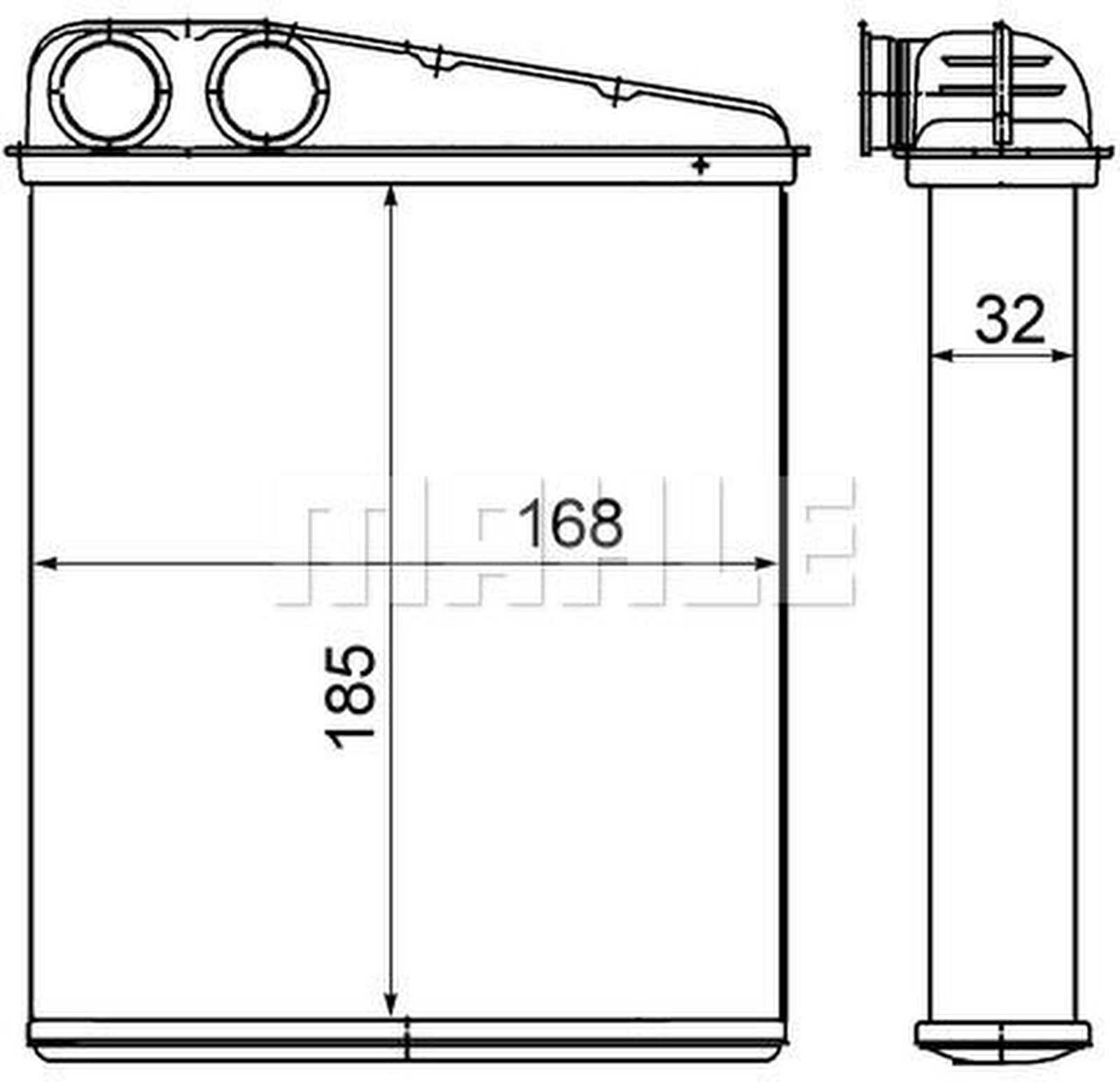 Wärmetauscher Auto-Heizung Alu 185 mm - 168 mm MAHLE für u.a. MINI COUNTRYMAN