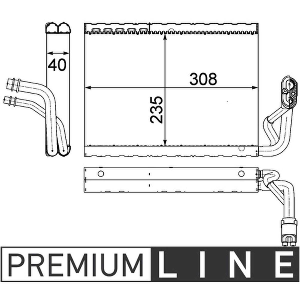 Verdampfer Klima Rohre parallel 308 mm - 195 mm MAHLE für u.a. MB E-KLASSE