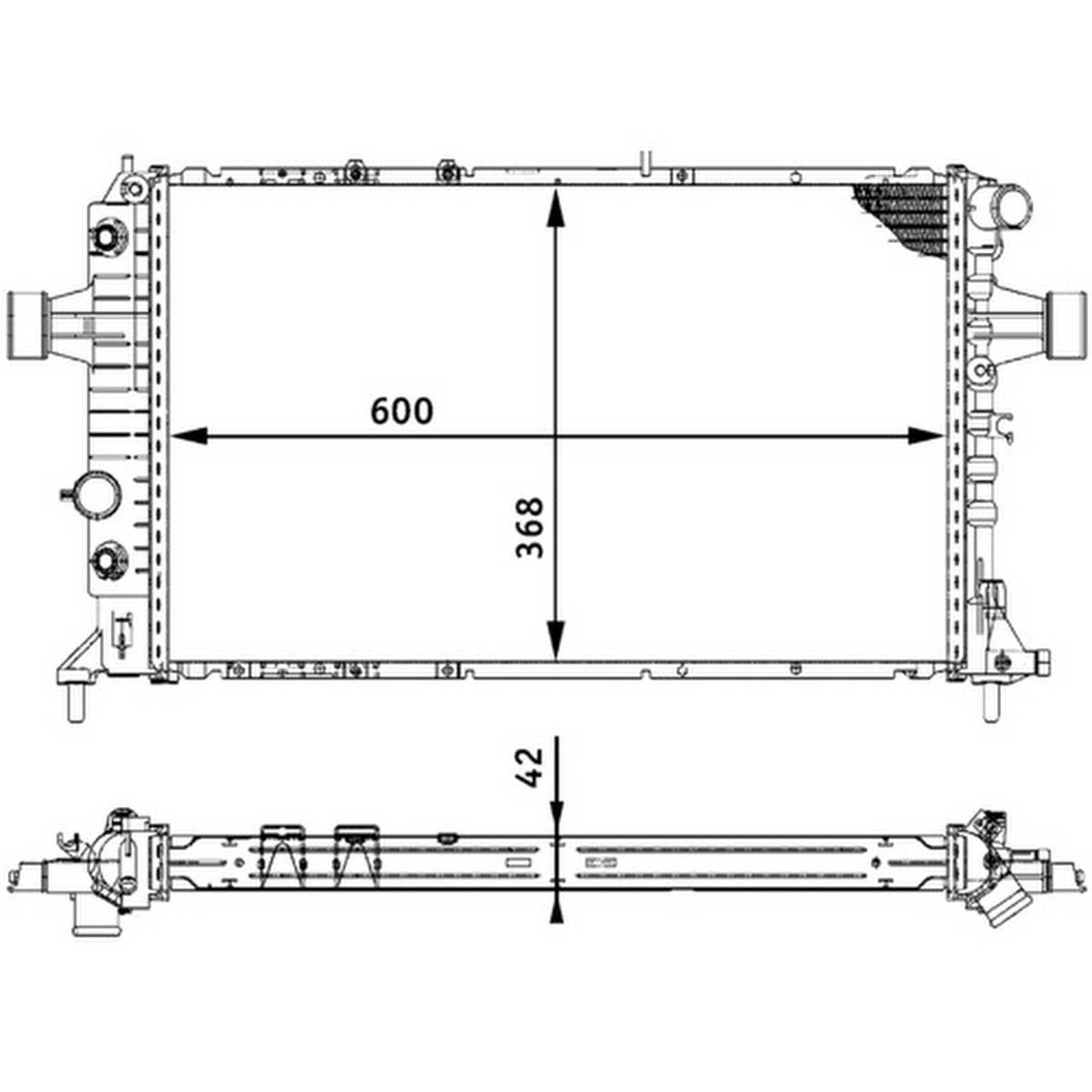 Kühler Motor Rippen mech. gefügt 607 mm - 370 mm MAHLE für u.a. OPEL ZAFIRA