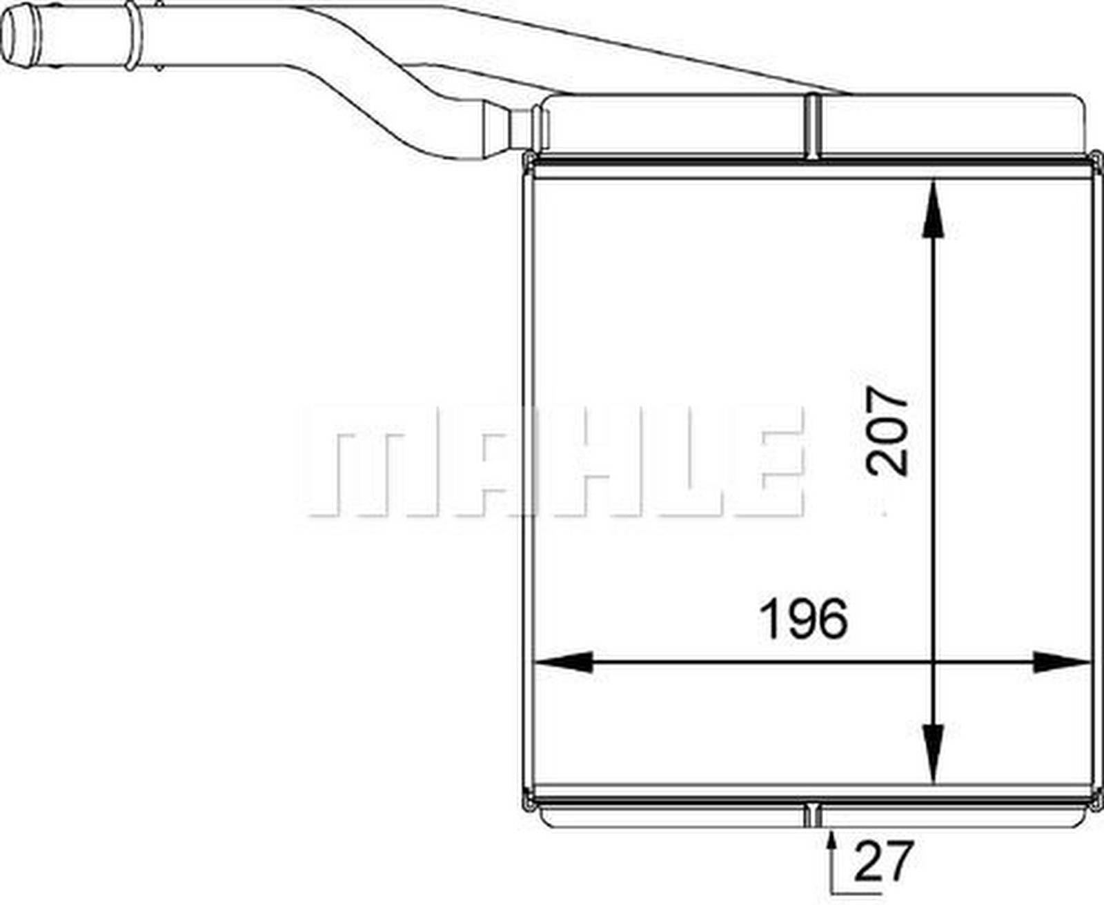 Wärmetauscher Innenraumheizung Alu 207 mm - 196 mm MAHLE für u.a. FORD FOCUS
