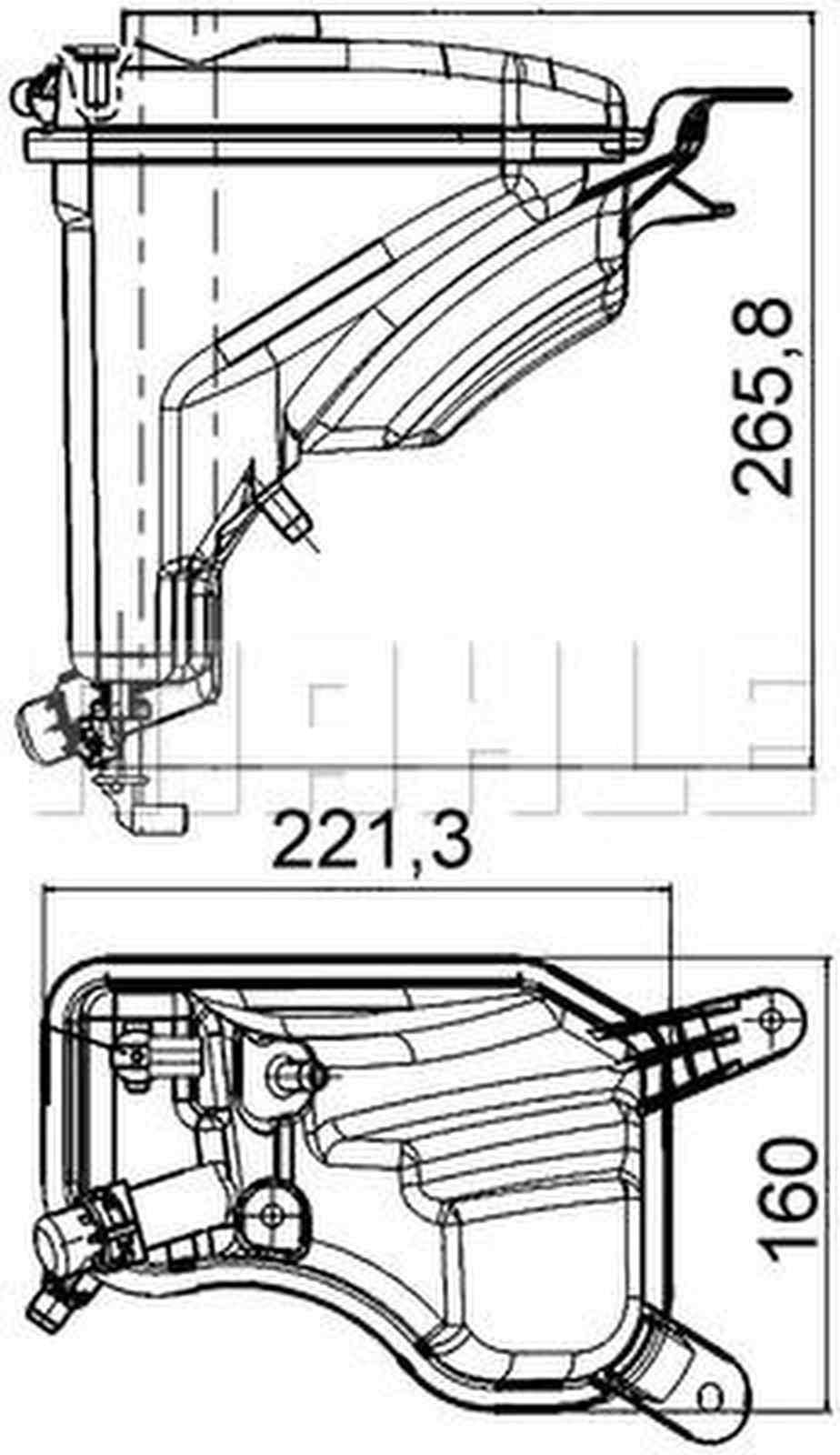 Ausgleichsbehälter Kühlmittel 266 mm x 221 mm x 160 mm MAHLE für u.a. BMW 3er
