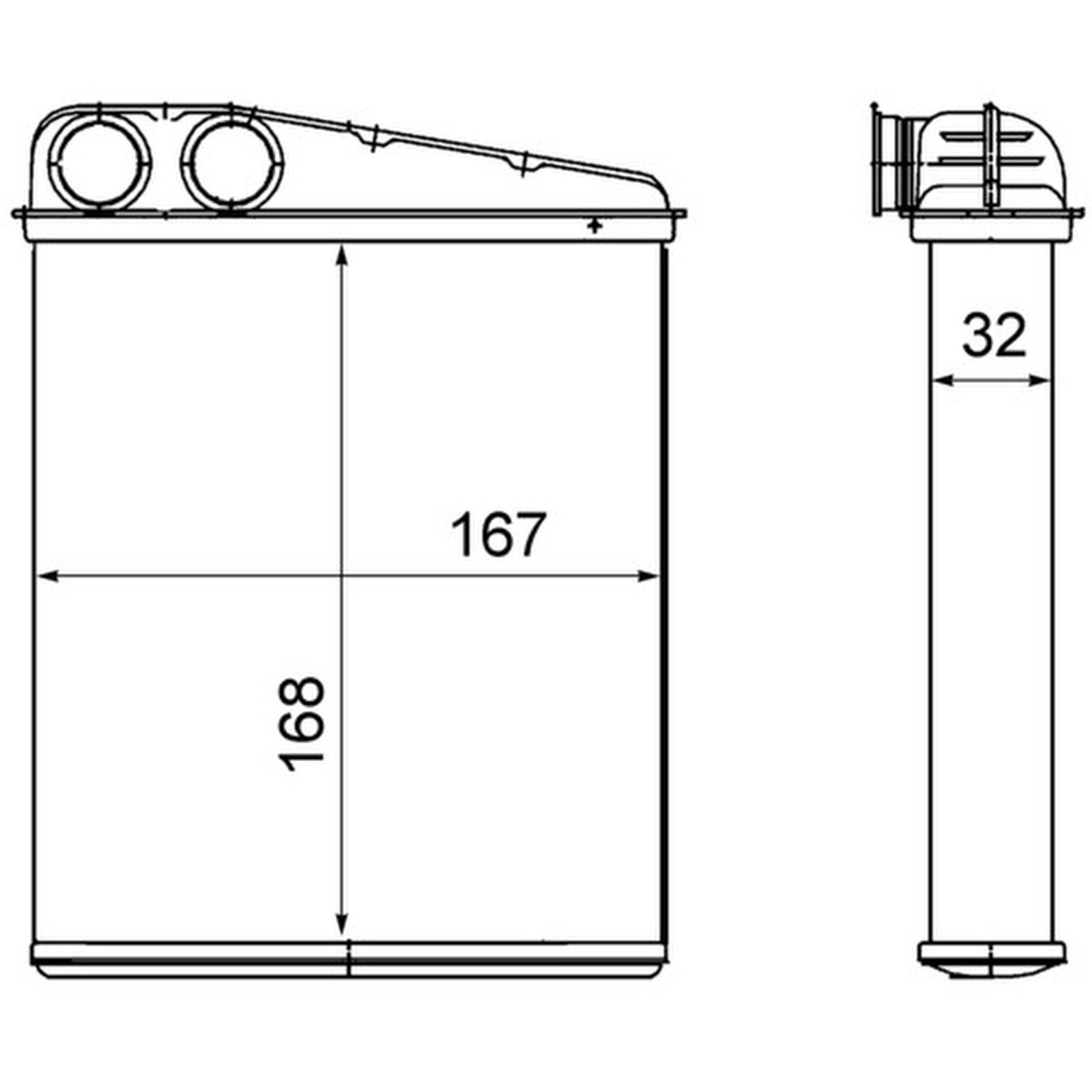 Wärmetauscher Innenraumheizung Alu 167 mm - 168 mm MAHLE für u.a. RENAULT CLIO