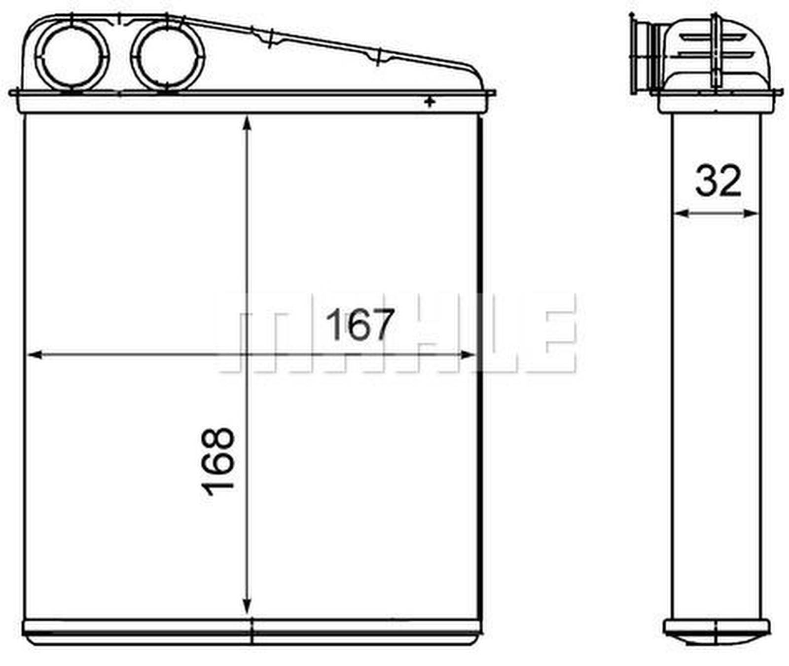 Wärmetauscher Innenraumheizung Alu 167 mm - 168 mm MAHLE für u.a. RENAULT CLIO