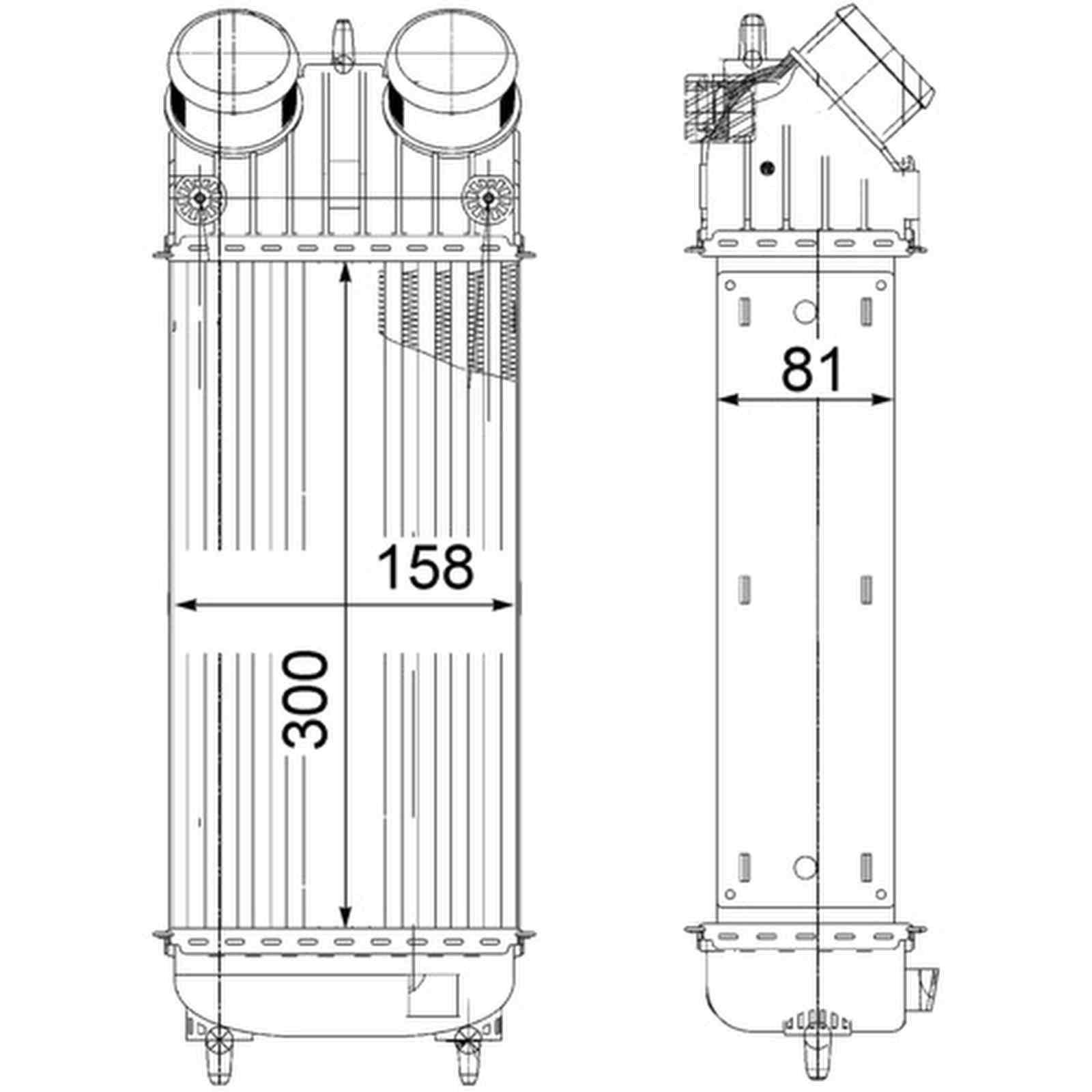 Ladeluftkühler Kühlrippen gelötet Alu 300 mm - 158 mm MAHLE für u.a. PEUGEOT 207