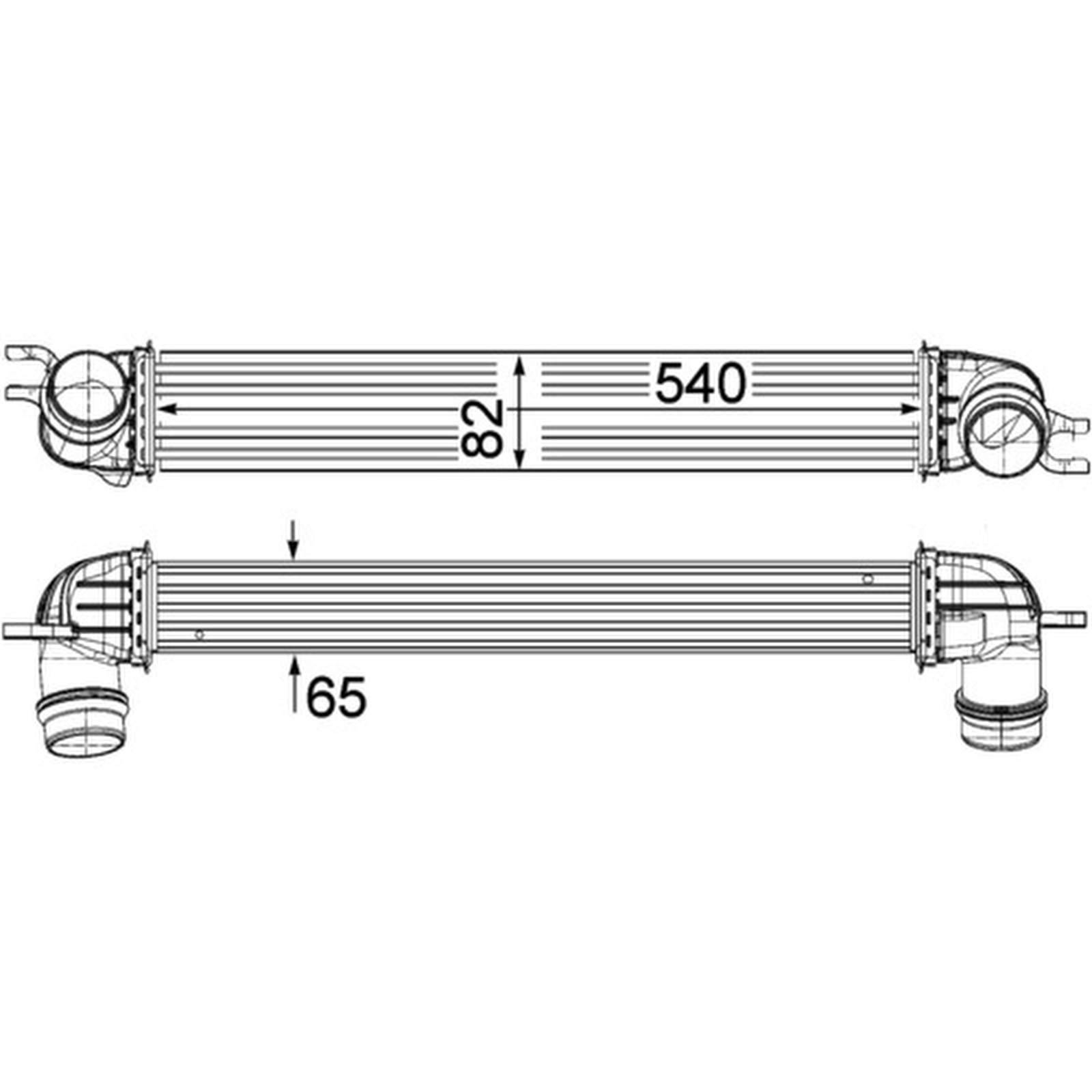 Ladeluftkühler Rippen gelötet Alu 540 mm - 82 mm MAHLE für u.a. MINI COUNTRYMAN