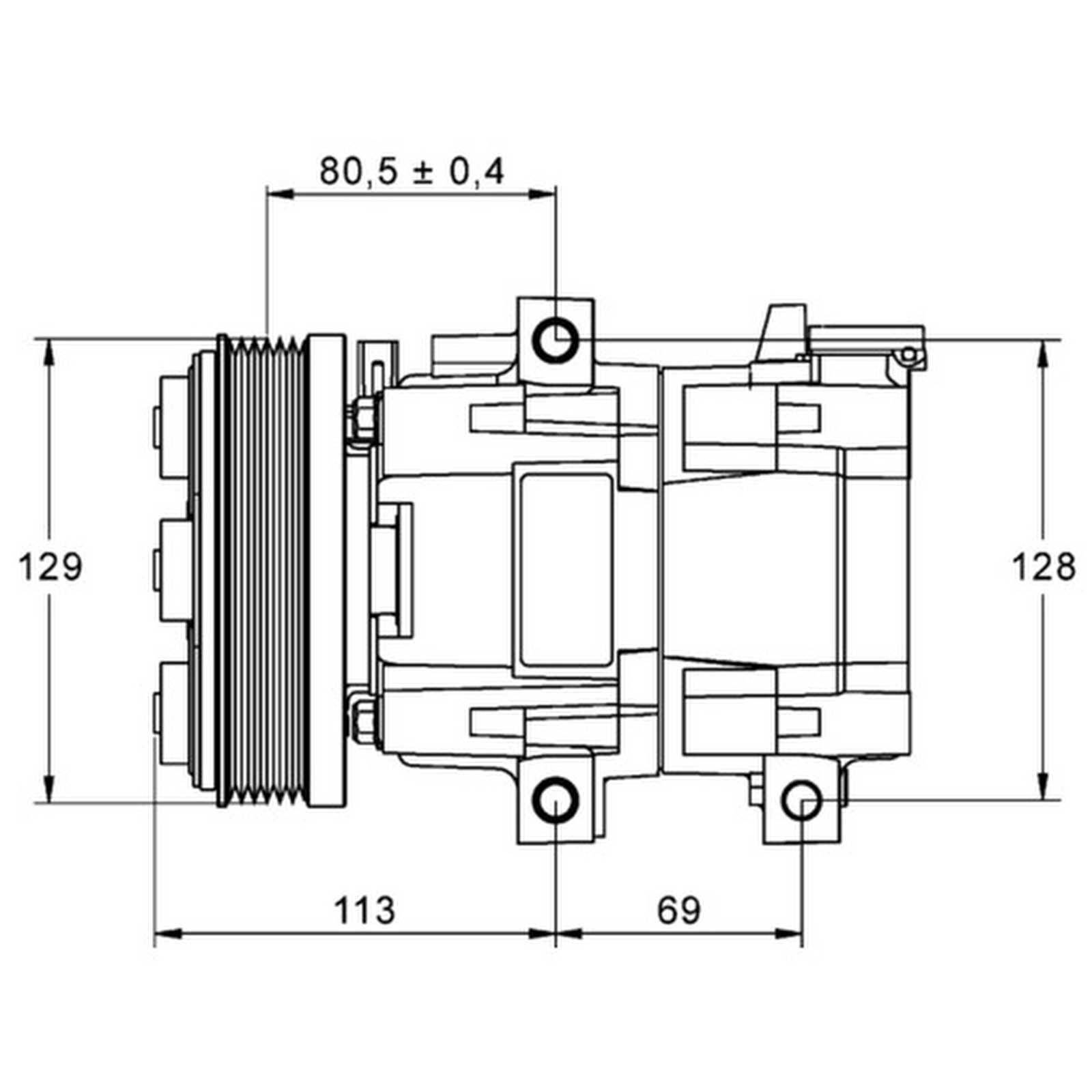 Klimakompressor 12 V Ø 129 mm MAHLE passend für u.a. FORD MONDEO