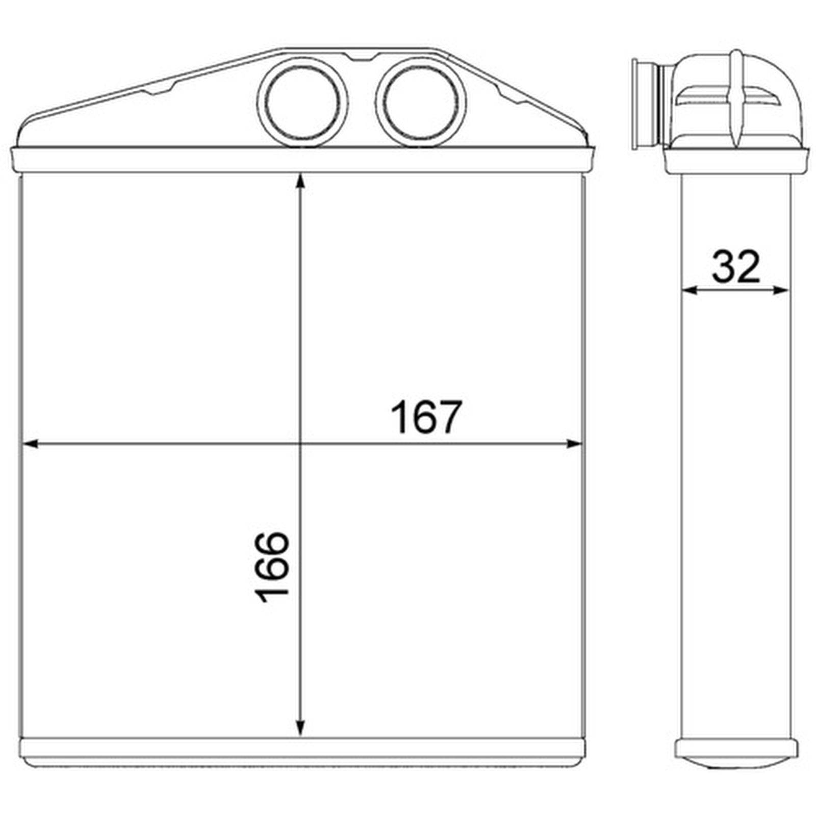 Wärmetauscher Innenraumheizung Alu 167 mm - 166 mm MAHLE für u.a. OPEL CORSA