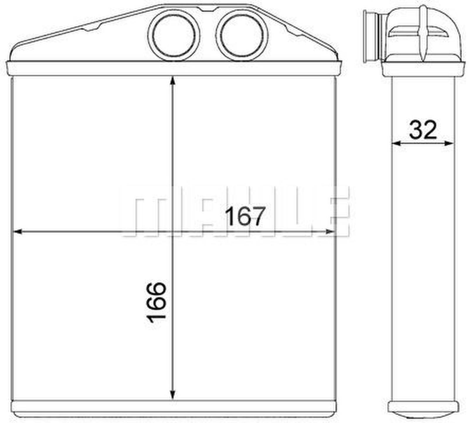 Wärmetauscher Innenraumheizung Alu 167 mm - 166 mm MAHLE für u.a. OPEL CORSA