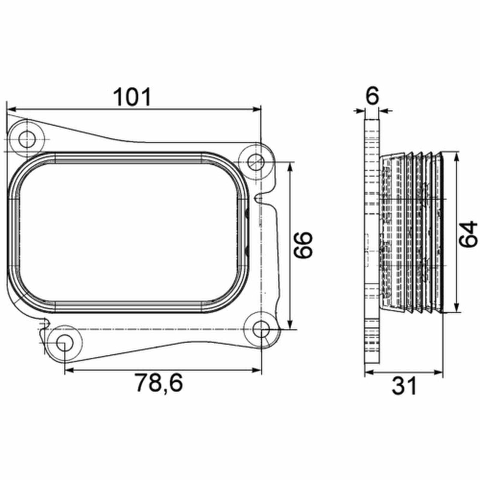 Ölkühler Kühlrippen gelötet 101 mm - 64 mm MAHLE für u.a. MERCEDES-BENZ C-KLASSE
