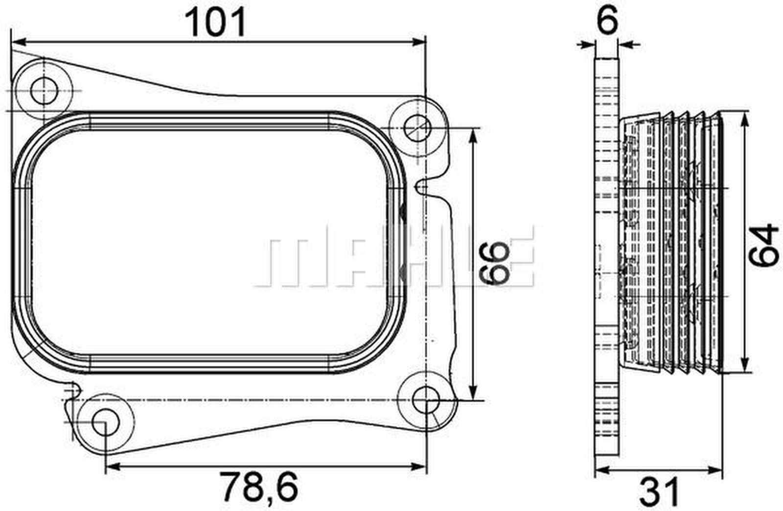 Ölkühler Kühlrippen gelötet 101 mm - 64 mm MAHLE für u.a. MERCEDES-BENZ C-KLASSE