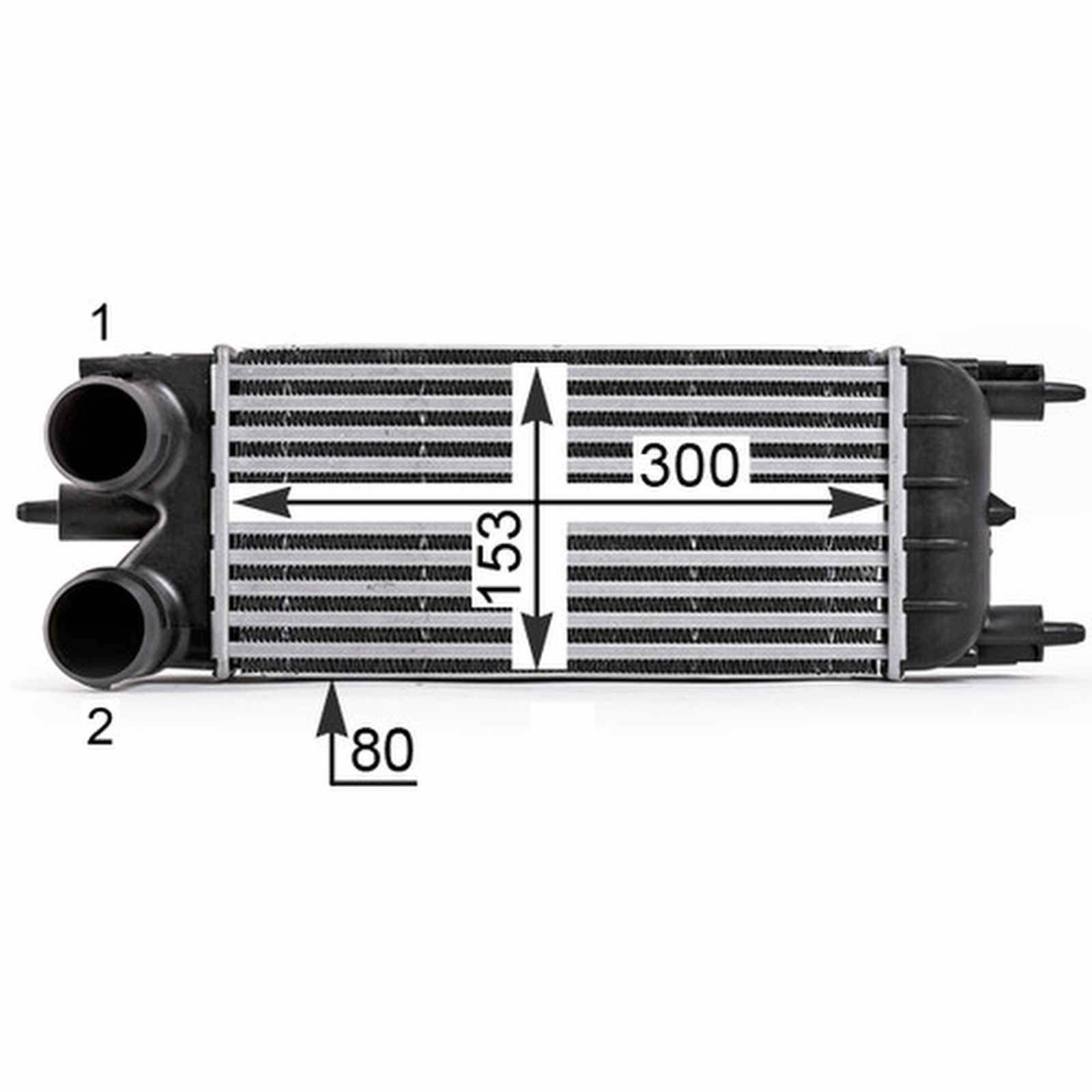 Ladeluftkühler Kühlrippen gelötet Alu 300 mm - 153 mm MAHLE für u.a. PEUGEOT 508